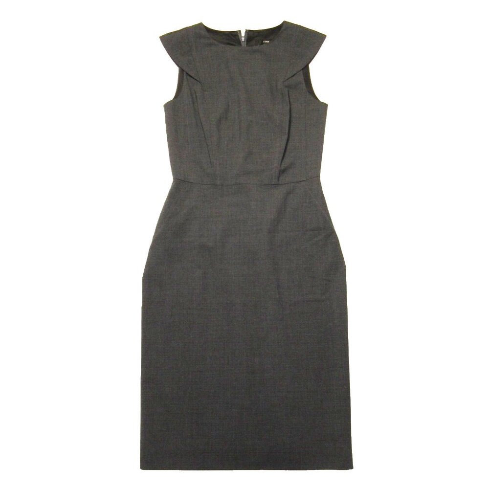 NWT J.Crew 365 Cap-Sleeve Sheath in Heather Coal Two-way Stretch Wool Dress P8